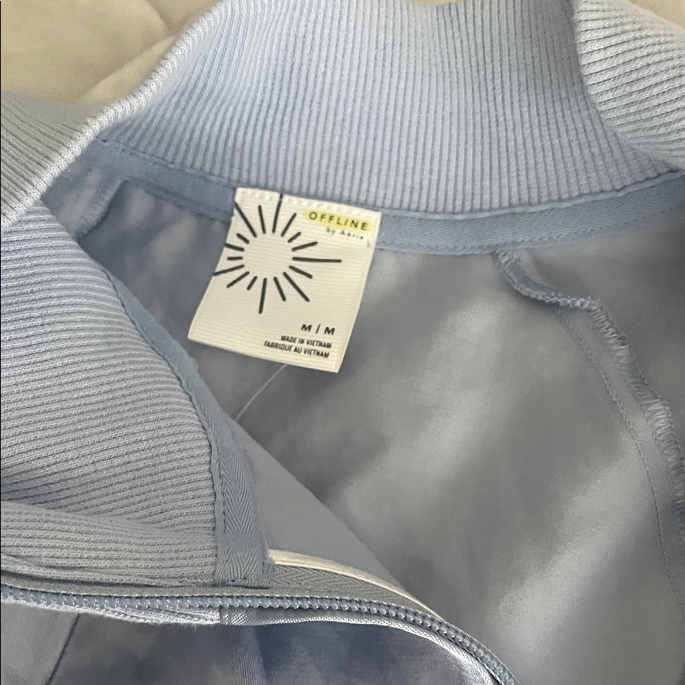 Aerie Light Baby Blue Satin like Women's Jacket - Picture 3 of 4